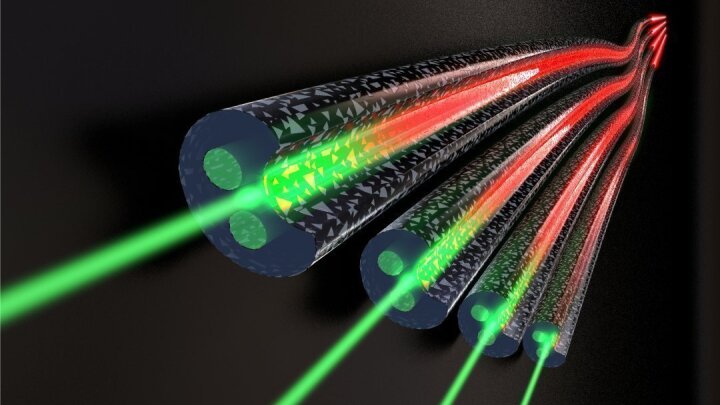 optical fibers produce second harmonic after functionalization with 2D-materials