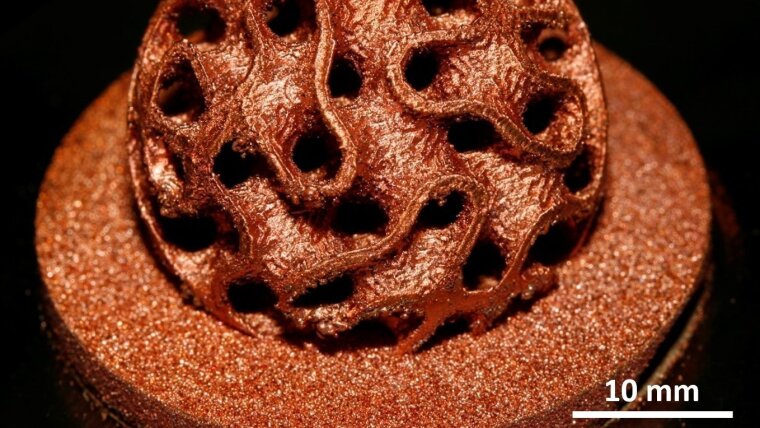 Demonstrator made of pure copper by laser-assisted powder bed fusion.