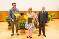 Only two of seven  teacher graduates could take part in the ceremony.