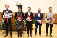 These doctors finished their doctoral exam with "summa cum laude"  (from left to right): Martin Wünsche, Annika Schmitt, Tobias Hümpfner and Johannes Hornung