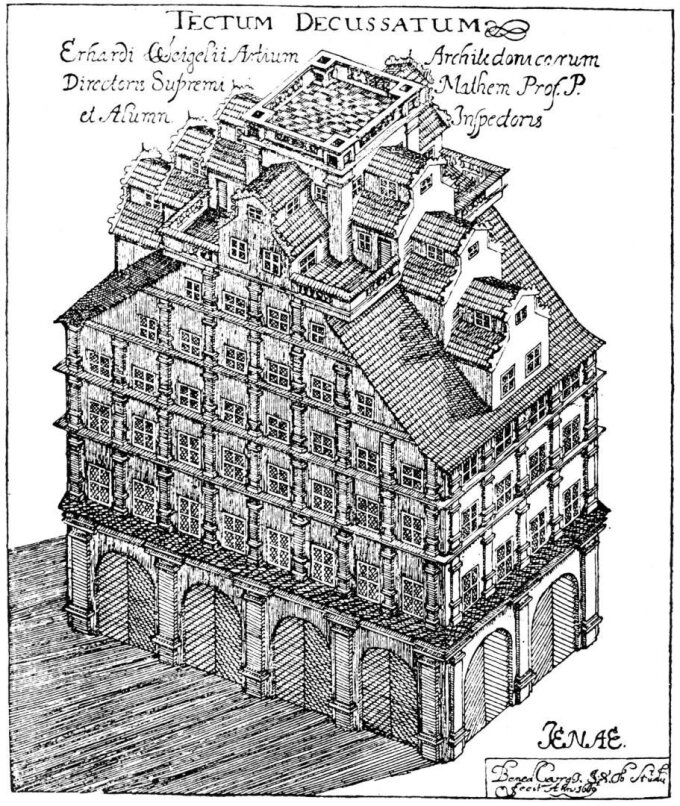 Radierung des Weigelschen Hauses von Benedictus Georgi (1699)
